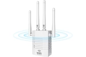 KOSIY WiFi Verstärker 1200 Mbit/s WLAN Verstärker 2.4 GHz + 5Ghz WiFi Repeater mit LAN/WAN Port, Support 3 Modus, Supports 35 Gevices, 4 Antenne, Kompatibel mit Allen Standard-Routern,F-KO827-LSL