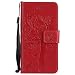 Produktbild Samsung Galaxy A3 2017 Hülle, Chreey Prägung [Katze Baum] Muster PU Leder Hülle Flip Case Wallet Cover mit Kartenschlitz Handyhülle Etui Schutztasche [Rot]