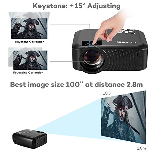 Mini Beamer LED Beamer Upgrade T22 2000 Lumen Heimkino Video Projektor LCD Beamer 800*480 unterstützt 1080P für Filmnacht Video Spiel Xbox TV Laptop iPhone Android Smartphone HDMI / VGA / USB / SD / AV Anschluss mit HDMI AV Kabel (Schwarz) - 5