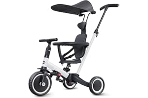 newyoo Tricycle for Toddlers 1-3, Toddler Tricycle with Push Handle & Canopy, Toddler Bike, Birthday Gift & Toys for Girl & Boy, 6 in 1 Baby Trike, Balance Bike, TR009