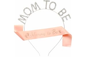 YNKKVRE Baby Shower Sash Party Decoration Mummy To Be Sash and Tiara, Mummy To Be Rhinestone Crown Headband Mum To Be Gifts Party Accessories for Her, White And Rose Gold