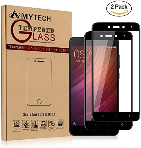 [2 Packs]Xiaomi Redmi Note 4X Tempered Glass Screen Protector,Amytech 2.5D Full Coverage 9H Hardness Tempered Glass Screen Protector Film for Xiaomi Redmi Note 4X, Black)