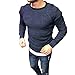 Produktbild LOLIANNI Männer Strickpullover O Hals Pullover Jacke Langarm Slim Fit Tops Herren Sweatshirt Pullover Sweater mit Rundhalsausschnitt aus Hochwertiger Baumwollmischung Tee