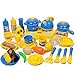 Produktbild Küchenspielzeug, Foxom 33 Stück Pretend Küche Spielzeug Kochgeschirr Set Plastik Kochen Essen Kinder Geschenk (Blau)