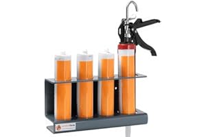 Amberquip Silicone & Sealant Tube Holder – PVC Van & Wall Mounted Storage Rack | Rustproof Mastic Cartridge Organiser for Workshop, Garage, Plumbers & Trade Vans. Grey. (Gun & 3 Tube Holder)