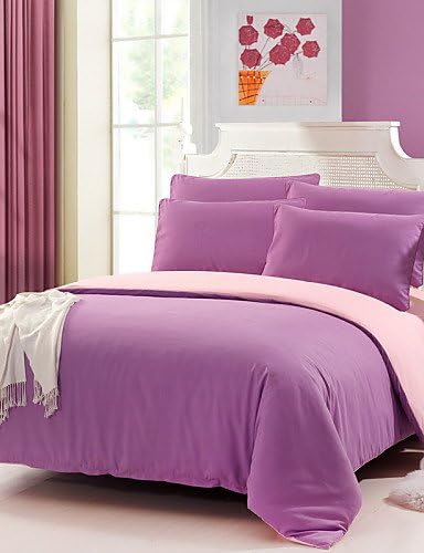 GAOL, four-piece suit, Light Purple Color Cotton Duvet Cover Sets 4 Piece Suit Comfort Simple Modern for Twin Full and Queen Bed Size , twin-light purple , twin-light purple