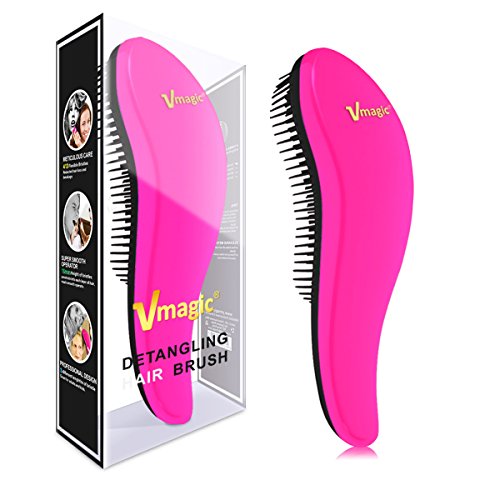 VMAGIC High Quality Detangling Brush - glide the Detangler Brush through Tangled hair - Best Brush / Comb for Women, Girls, Men & Boys - Use in Wet and Dry Hair (ROSE RED)