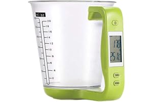 Fablcrew Verre doseur Verre Mesureur Numérique avec Balance de Cuisine Cruche de Mesure avec Numérique Ecran 16 * 12,5**13,6cm Vert 1 Pcs