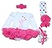 Marlegard® Baby Girls' 4PCs Long Sleeve 1st Birthday Hot Pink Tutu Dress with Headband Shoes Leggings (12M(9-12months))