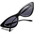 Retro Vintage Narrow Cat Eye Sunglasses for Women Clout Goggles Plastic Frame