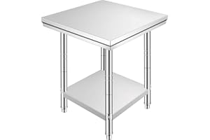 BuoQua Edelstahl Arbeitstisch 60 cm x 60 cm Essenszubereitung mit Aufkantung für die Zubereitung von Mahlzeiten, Nähen, Waschen, Basteln, Garagennutzung usw.