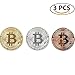 Price comparison product image CosCosX 3 Pcs Toy Bitcoin, Travel Commemorative Collectible Gift BTC Coin Beautiful Art Collection Gift Physical Coin, Serve as Magic Coin Toy Coin Badge Coin Game Coin and Lucky Coin, Gold Bitcoin, Silver Bitcoin and Copper Bitcoin