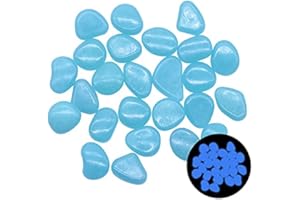 Yulakes 200 Stücke Leuchtstein/Leuchtsteine Stein/Garten Dekorative Steine/Leuchtende Steine Leuchtende Kieselsteine Leuchtkiesel für Garten Gehweg Outdoor Deko Aquarium Pfad Rasen Garten (Blau)