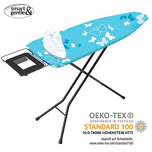 smart&gentle Bügeltischbezug passend für Bügeltische von 110-117 cm x 30-37 cm, Bügelbrettbezug 5-lagig türkis/weiß - 6