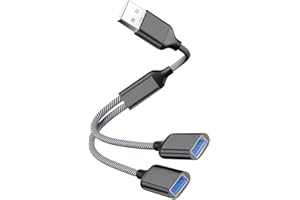 SOOIIYU Cavo Sdoppiatore USB Maschio a Doppio USB-C Femmina, Cavo Sdoppiatore USB a Y, Hub di Estensione Doppia Porta USB Doppia, Adattatore USB 2.0, per Smartphone, Laptop, Tablet, PC, Auto, Xbox