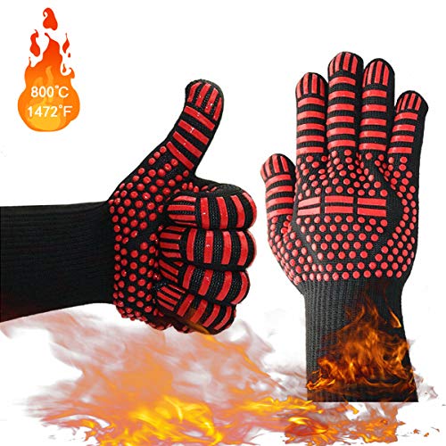 Preisvergleich Produktbild Bojly Grillhandschuhe, hitzebeständig, Kochhandschuhe, hitzebeständig bis 800°C, Ofenhandschuhe aus Silikon, für Grill, Küche und Backen