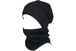 wellwise Beanie Hat Set with Scarf for Men Women Winter Fleece Lined Slouchy Beanie Hat and Scarf Set-Black,Brown Color Beanie Hat