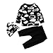 Ensembles Bébé garçons,Xinan Bébé garçon Filles Imprimé Longues Manches Outfits coton T-Shirt+longues Pantalons (Noir, 6M)