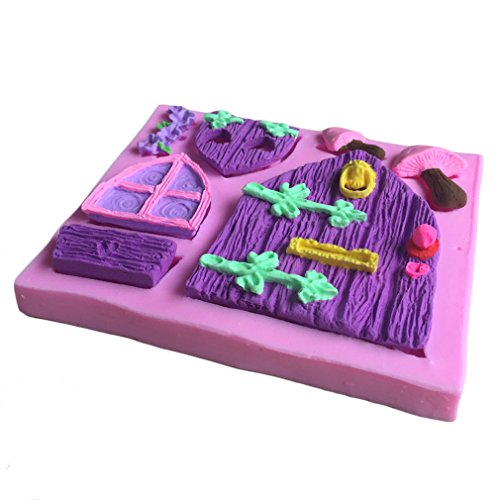 LYNCH Holz-Tür-Fenster-Form 3D Silikon Fondant Backen-Werkzeuge Kuchen Pop Mold,Rosa - 4