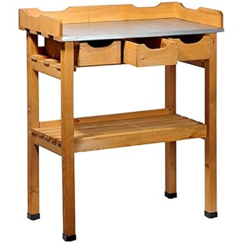 Dobar 29030e Praktischer Pflanztisch Mit 3 Schubladen Und 2 Ablageflchen Aus Imprgniertem Kiefernholz 80 X 40 X 90 Cm