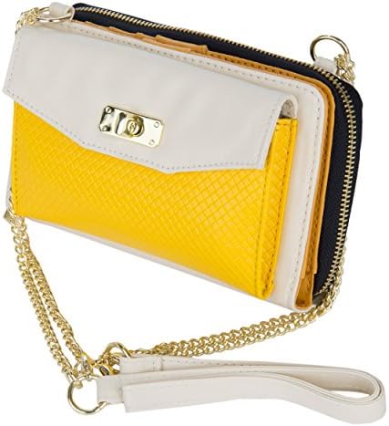 VanGoddy Venice Series Cross-body Shoulder Clutch Wristlet Bag (Cream/Yellow)