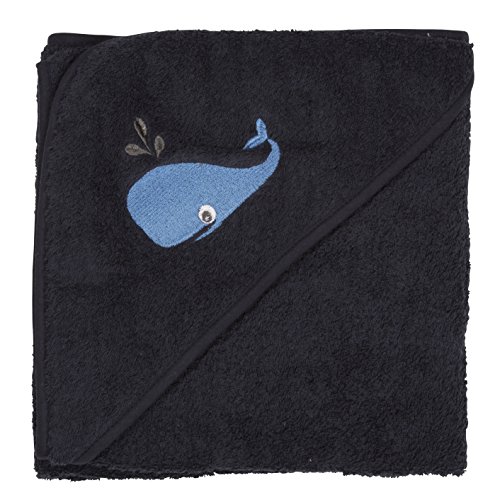 Pippi Baby-Boys Hooded Towel with Embroidery Dressing Gown, Blue (Dark Navy), One Size (manufacturer size:83X83)
