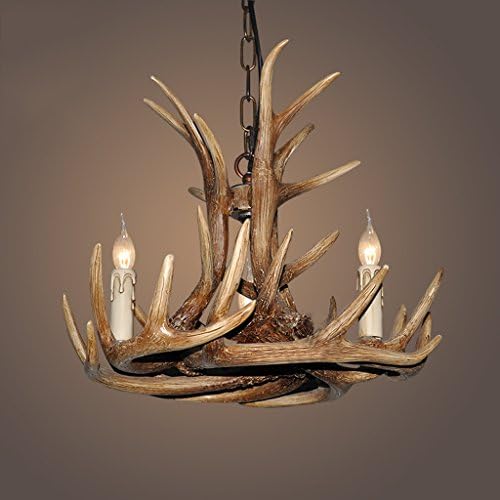 &amp; Perfect ** - Classic Round Antlers Chandeliers American Restaurant Study Living Room Lamps Resin Decorative Lighting