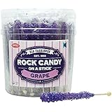 Palitos de Azúcar - Dulce de Roca en Palos - Azúcar en Sticks - 36 Palos - (Violeta / Uva)