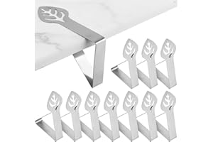 KOLZEMV Pince Nappe Inoxydable, 10 Pièces Pinces pour Nappe de Table, Pince Nappe Clip Exterieur Ajustable, pince nappe exterieur, Attache Nappe Jardin pour Cuisine Bureau Restaurant Pique-Nique Fête