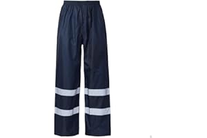 shelikes Mens Waterproof Rain Hi Vis Safety Over Trouser Work High Viz Visibility Pants