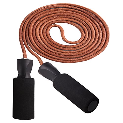 Corde à sauter - Corde à sauter en cuir pour entraînement et Speed Skip Training, réglable Jump Cordes Meilleur pour la boxe, extérieur, MMA et exercices de fitness.