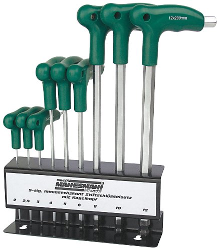 Mannesmann - M18150 - Juego de llaves de vaso articulada tipo T de 10 piezas Hexagonal/cabeza esférica,