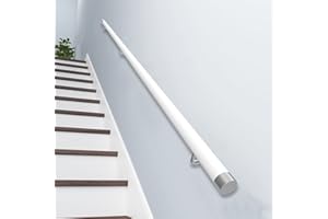 DSVONAUS Pasamanos Pasamanos De Escalera con Tapones De Extremo Blanco, Pasamanos De Madera Antideslizante, Barra De Soporte para Pasillo, Pasamanos De Pared con Kit De Instalación (Size : 300cm)
