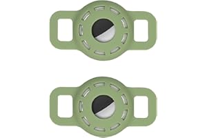 ZTOWOTO Airtag Funda de Silicona para Collar de Mascotas, Funda Airtag con película Protectora HD de Alta Transparencia, Buscador GPS portátil Ajustable para Collar de Perro y Gato 2 PCS (2-Verde Matcha)