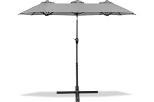 MaxxGarden Sombrilla Doble Parasol 300 x 150 cm - Sombrilla Jardín Patio con Manivela Manual - Resistente al Agua y Protección Solar UV - para Terraza Playa Piscina - Antracita