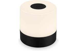‎BRILONER BRILONER – Mini lampka stołowa LED bezprzewodowa, ściemniana dotykowo, lampka nocna dla niemowląt, lampka do czytania, USB-C, lampka kempingowa, 7x7 cm, czarna – idealna do domu i podróży