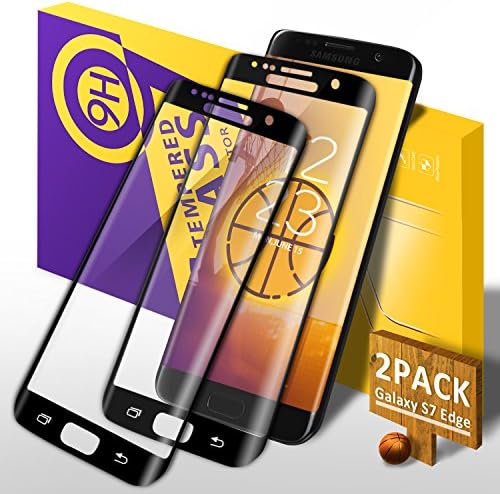 Dahuang Galaxy S7 Edge Screen Protector, [2 Pack] Samsung Galaxy S7 Edge 3D Full Coverage Tempered Glass Screen Protector, 9H Hardness, Anti-Scratch and HD Crystal Clear Protective Film Guard - Black