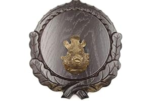 GTK - GEWEIHE & TROPHÄEN KRUMHOLZ Targa con cuneo intagliato scura AF 16 cm con 1 pezzo testa di cuneo grande tagliere per trofeo