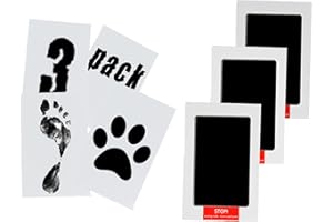 Locisne 3 Pcs Nouveau-née Bébé Empreinte de Main et Empreinte de Pied Sécuritaire Touche Propore Encre Tampon Noir Totale 6 Utilisation pour Souvenir Familial Cadeau de Baptême Bébé et Registre