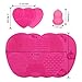 KEDSUM Makeup Brush Cleaning Mats,Makeup Brush Cleaner with 1 Apple Shaded Large Mat,1 Heart Shaped Small Mat and 1 Makeup Sponge, Portable Washing Tool Silicone Brush Cosmetic Brush Cleaning Set of 3 (Rose)