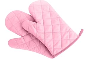 Voarge Rękawice do piekarnika, odporne na wysokie temperatury, pogrubione, odporne na wysokie temperatury, rękawice do garnków, rękawice do pieczenia, 1 para, różowe
