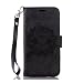 Produktbild HUDDU Schwarz Handyhülle für Samsung Galaxy S7 Hülle Mandala Muster PU Leder Tasche Wallet Case Cover Flip Kartenfach Magnetverschluss Stand Brieftasche Slim Blumen Schutzhülle Klapphülle
