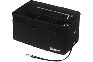 Feltro Organizer Borsa Donna, Simboom Bag in Bag Organizzatore Interno Purse per iPad mini, cosmetici, portafoglio, telefono (Nero, L)