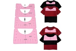 SSYANG T-Shirt Messwerkzeug,8-Teiliges Set T-Shirt Lineal Werkzeug,T Shirt Ruler Guide,für das Messen des Sublimationszentrums des T-Shirts,PVC des Vinylheißpressdruckverfahrens（Rosa）