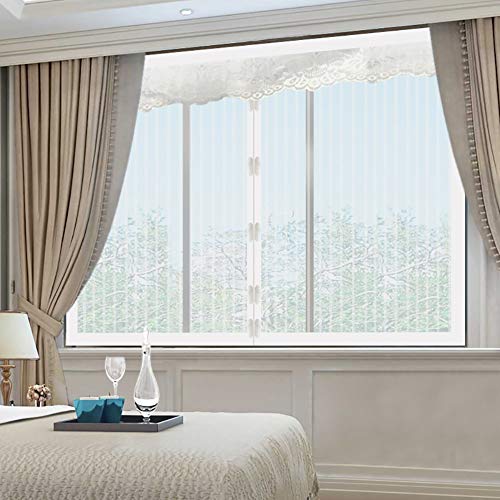 Preisvergleich Produktbild WYMNAME Verstärkt Magnetische fenster siebgewebe, Moskitonetz für fenster Top to bottom verschließen automatisch Anti-mücken fliegen insekten vorhang-Weiß 110x150cm(43x59inch)
