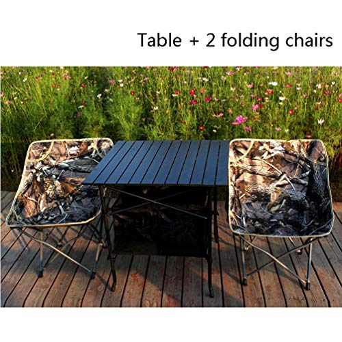 Preisvergleich Produktbild Klapptisch Aluminiumlegierung, Falten Tisch, Draussen Klappstuhl, Quadrat Essen Tabelle Computer Schreibtisch Für Camping, Picknick, Strand, Wandern, Reise, Angeln (Color : Table+2 chairs)
