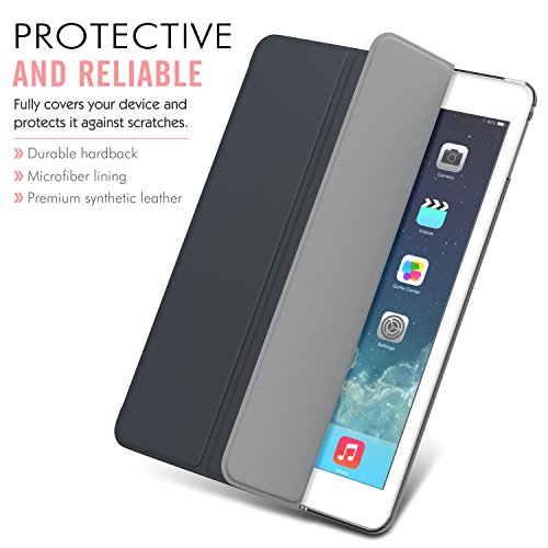 MoKo Hülle für Apple iPad Air 2 – PU Leder Tasche Schale Smart Case mit Translucent Rücken Deckel, mit Auto Schlaf/Wach Funktion und Standfunktion für Apple iPad Air 2/iPad 6 9.7 Inch Tablet, Space Grau - 4