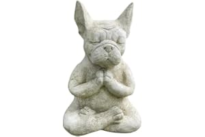LSDZHK Meditierende Bulldogge Statue, Französische Bulldogge Sitzende Skulptur, Hund Statue Harz Zen Tier Yoga Figur, Bull Dog Ornament, Haustier Dekoration