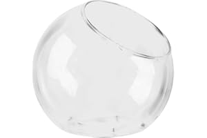 YAZTAUHO Plant Terrarium, Glass Round Terrarium Fish Bowl, 14cm Slant Cut Planter Pot Clear Glass Vase Succulent Holder, Centerpiece Terrarium Jar, Glass Home Decoration Display Centerpiece for Succulent