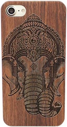 Iphone 7 Case,CARYYCY Unique Natural Hardmade Wood Protective Cases With PC Shockproof Protective Wooden Cover Cases for Apple iPhone 7 4.7 inch (Elephant)